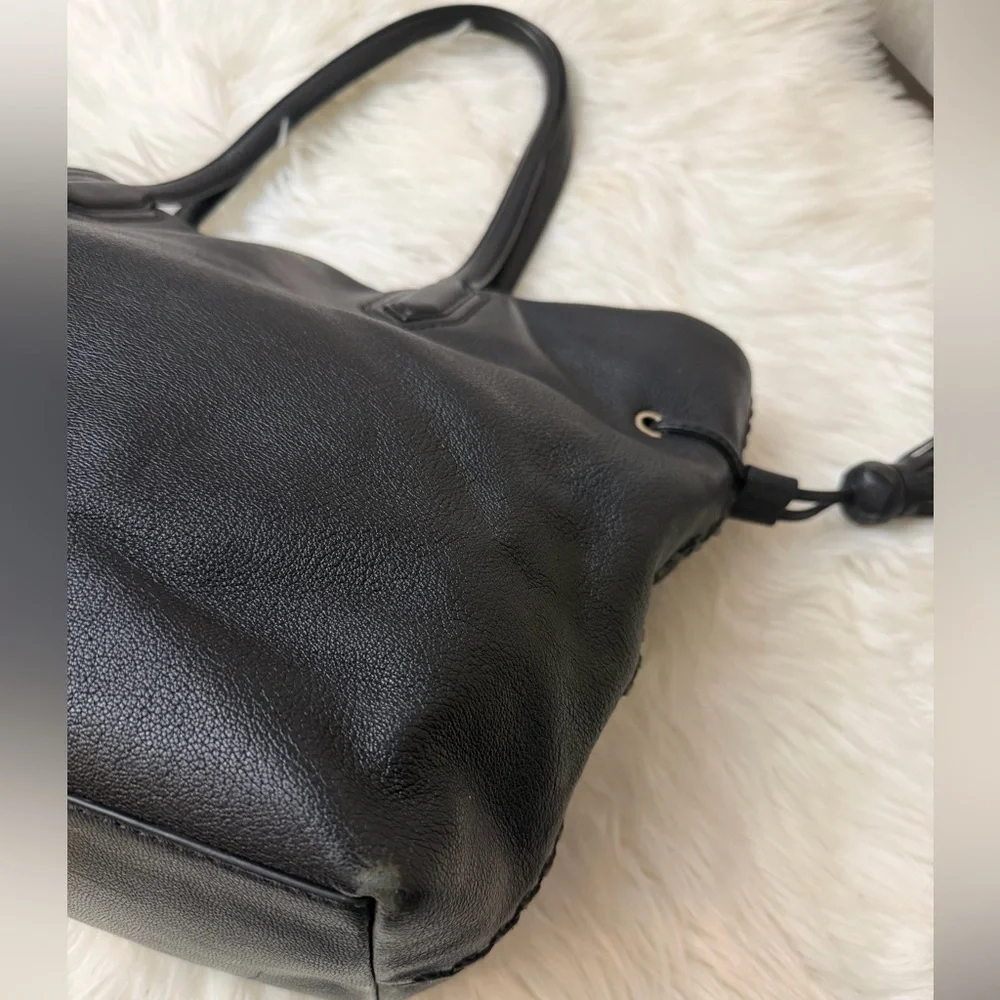 Kate Spade Black Leather Tote with Tassels